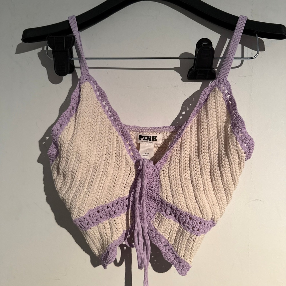 Victorias Secret Pink Small Crochet Butterfly Top Festival Concert NWT